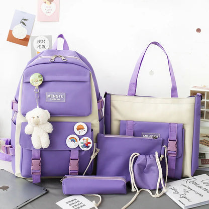Women Fashion Backpack Set – Waterproof High-Capacity College Laptop School & Travel Bag for Trendy Girls