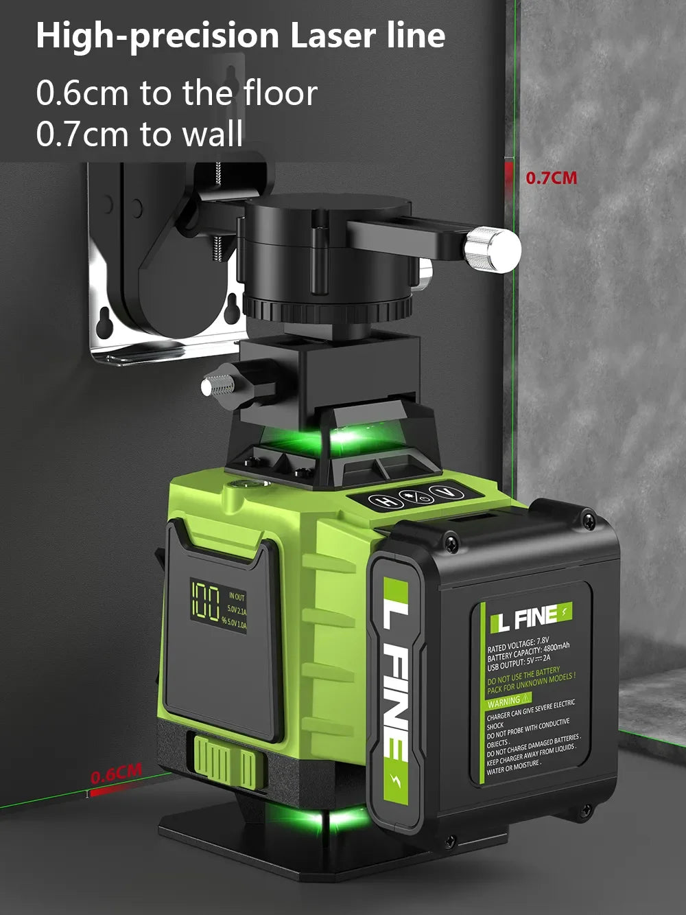 LFINE 3D/4D Laser Level — 12/16 Line Horizontal & Vertical Self-Leveling 360° Laser with Remote Control (8 Lines)