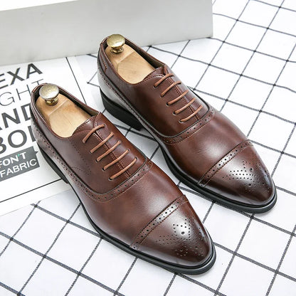 Men’s Red Sole Brogue Dress Shoes - Retro Carved Lace-Up Formal Business Wedding Party Shoes Size 48