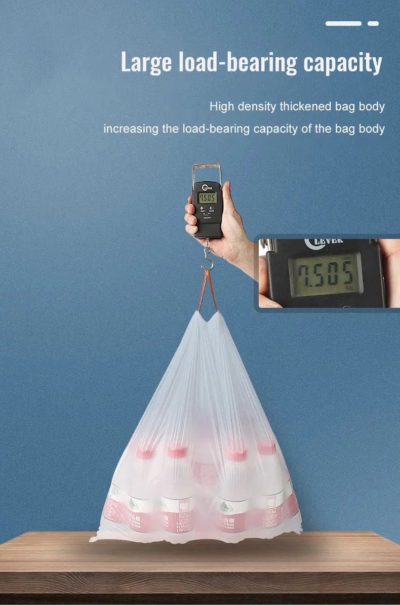 Garbage Bags with Drawstring – Transparent Disposable Bags for Household, Kitchen & Dorm Use, 3 Size Options
