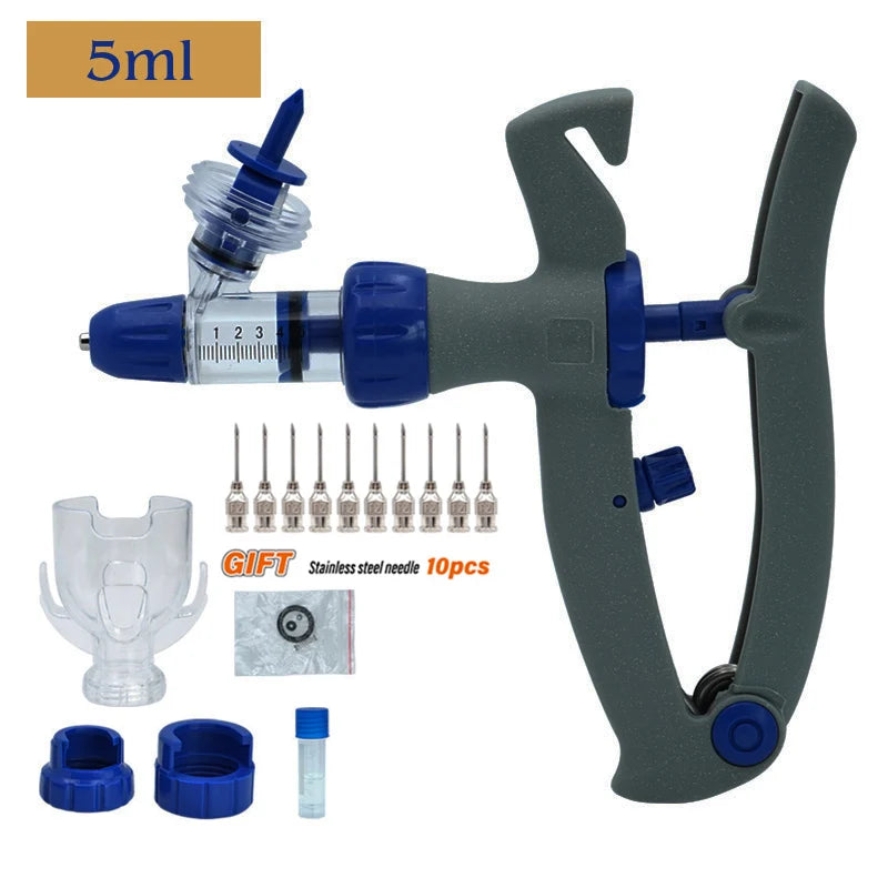 Automatic Veterinary Syringe 1ml/2ml/5ml — Adjustable Continuous Injection for Livestock, Pigs, Cattle, Sheep