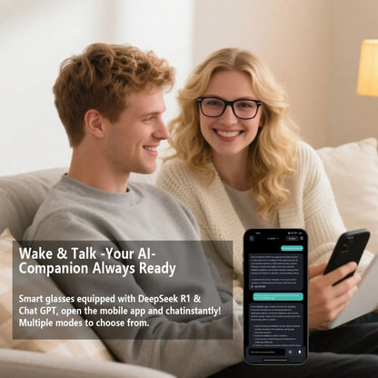 Smart AI Translation Glasses — Real-Time 164-Language App Translator with Photochromic Gray-Black Lenses