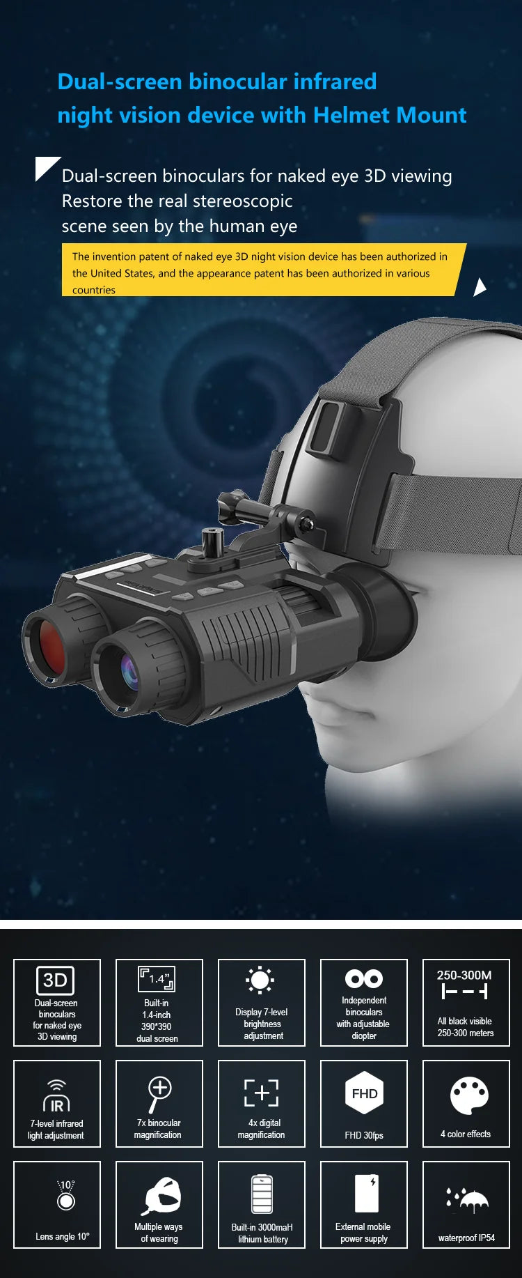 NV8000 3D Night Vision Binocular Goggles – Hunting Goggles for Helmet Mount