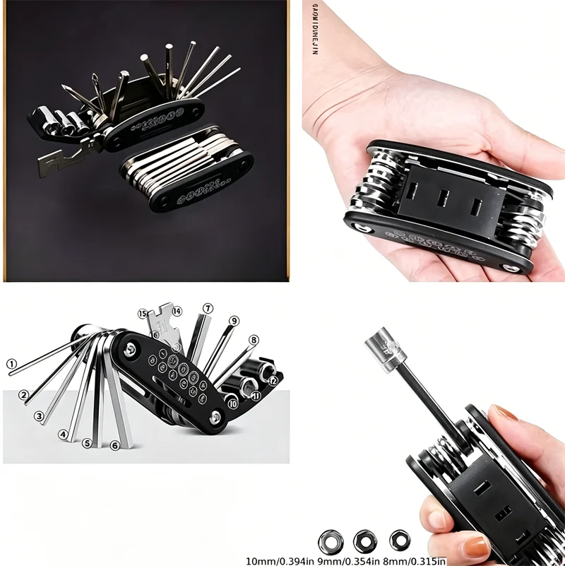 16-in-1 Socket Wrench Set - Non-Slip Rotating Head Stainless Steel Tool for Home & Auto Repairs