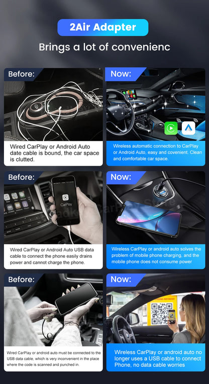 CarlinKit 5.0 & 4.0 Wireless CarPlay & Android Auto Adapter — Waze, Music, Spotify for Audi, Golf, Peugeot, Mazda, KIA, Mercedes, MG