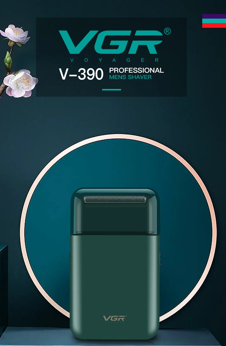 VGR V-390 Electric Shaver – Professional Beard Trimmer & Portable Mini Razor, USB Rechargeable 2-Blade Shaving for Men