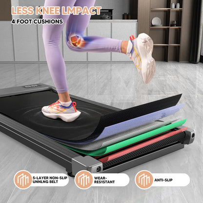 2-in-1 Run & Walking Pad – Small Under-Desk Treadmill for Home & Office, Quiet 45dB Portable Mini Treadmill with LED Display
