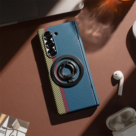 Samsung Galaxy Z Fold 3/4/5/6/7 Case – 360° Full Protection with Screen Glass, Hinge Bracket & Carbon Fiber Cover