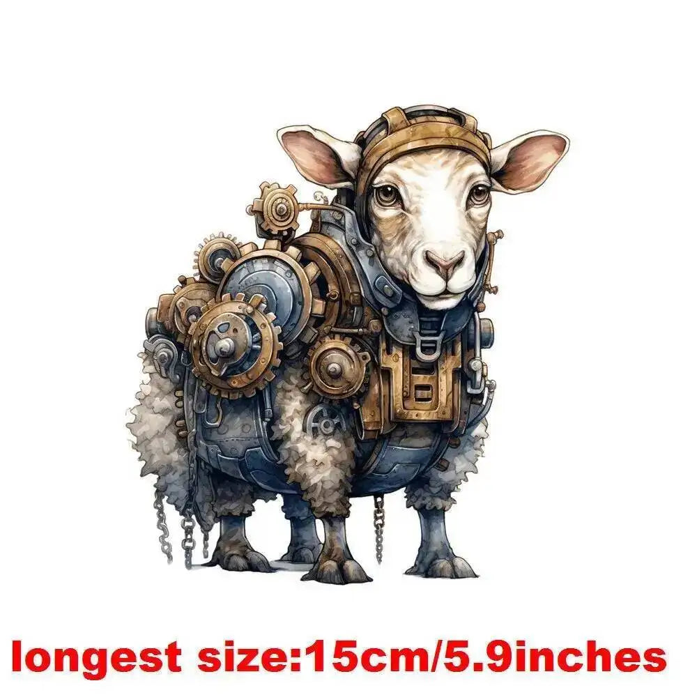15cm Kids Steampunk Lion Iron-On Patch – Animal Heat Transfer Sticker for DIY Clothing, Apparel & Fabric Decoration Print