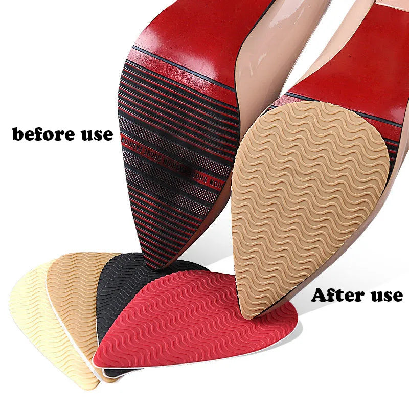 Rubber Shoe Sole Protector - Wear-Resistant Non-Slip Forefoot Mat, Self-Adhesive High Heel Cushion Pads