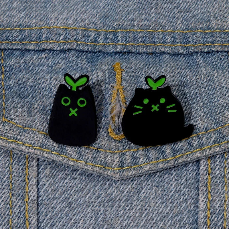 Cute Black Cat Enamel Pin – Cartoon Animal Metal Brooch Badge Jewelry Gift for Kids Punk Style