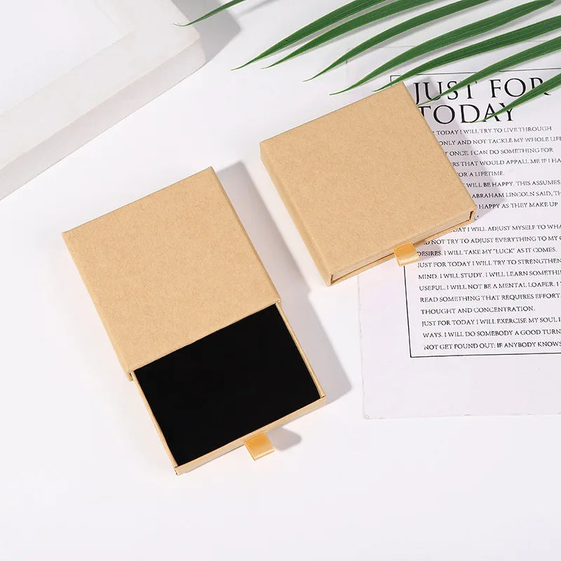 Thick Kraft Paper Jewelry Box — Necklace & Bracelet Display Case Gift Packaging