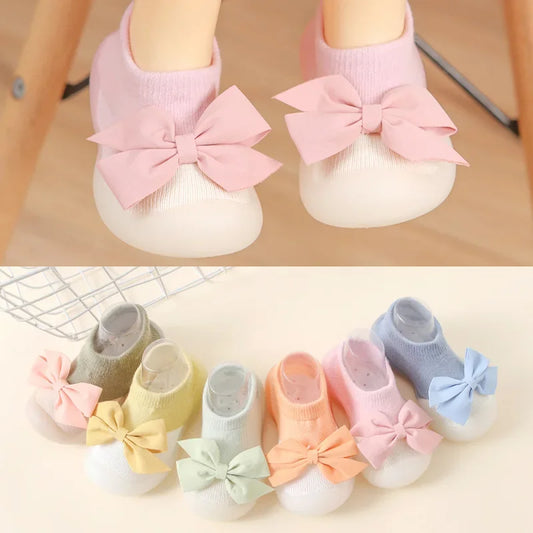 Newborn Baby Shoes — Embroidered Nonslip Socks & Soft Rubber Sole Booties for Boys & Girls