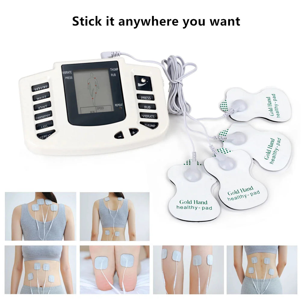 Full Body EMS Muscle Stimulator — Digital TENS Acupuncture Massager with 16 Pads and Meridian Therapy Set