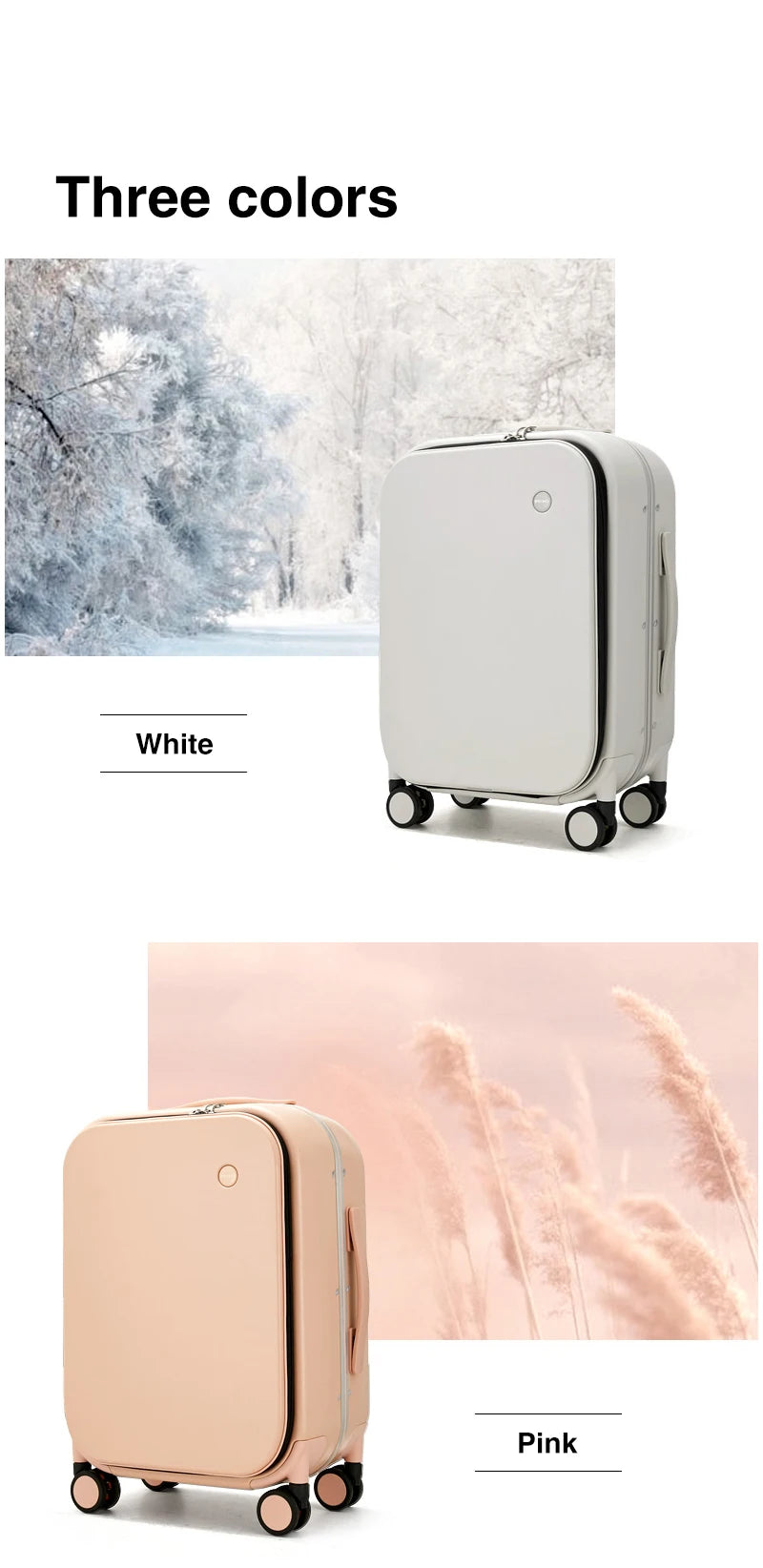 Mixi Aluminum Frame Carry-On Suitcase — Patent Design Rolling Luggage for Cabin, 18/20/24 Inch M9260