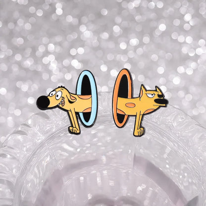 Colorful Cat & Dog Anime Brooch – Cartoon Pin for Clothing, Collars, and Film & TV Accessories