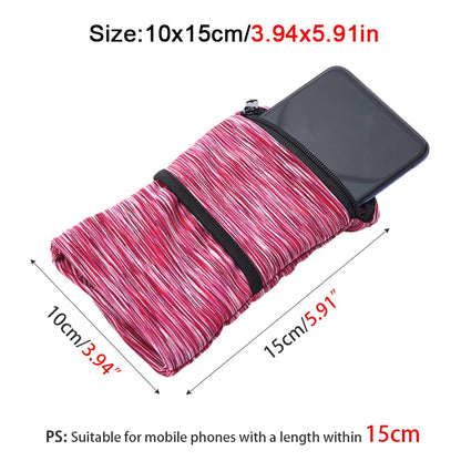 Lightweight Zipper Running Bag - Wrist Wallet Pouch for Phone, Key, Card - Sweatband for Gym, Fitness, Sports, Cycling - Wristband Arm Bag