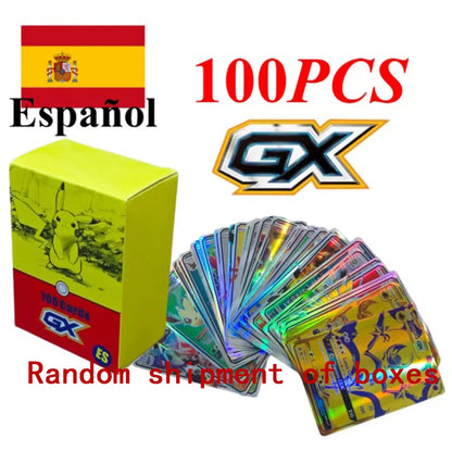 Pokémon TCG V, VMAX, GX & EX Holographic Cards - 60/100-Piece French and English Collectible Card Set for Fans and Gifts