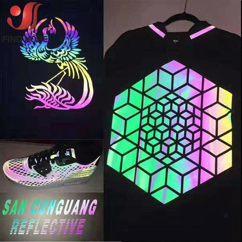 7.8x19in Reflective Heat Transfer Vinyl - Iron-On HTV Sheet for T-Shirts, DIY Patterns, Letters for Clothes and Bags