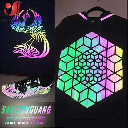 7.8x19in Reflective Heat Transfer Vinyl - Iron-On HTV Sheet for T-Shirts, DIY Patterns, Letters for Clothes and Bags