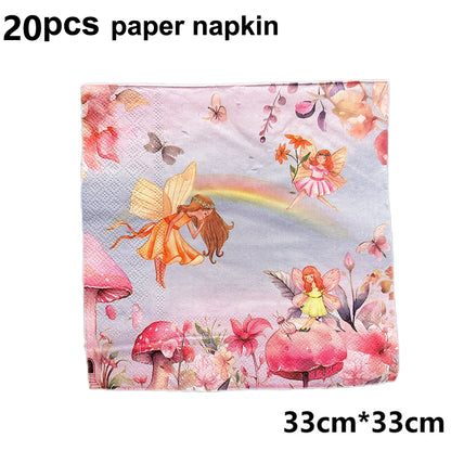 Pink Butterfly Fairy Party Tableware Set – Disposable Plates, Cups & Napkins for Birthday, Wedding & Baby Shower Decor