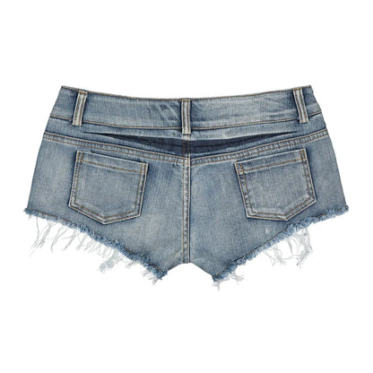 Sexy Low Waist Perforated Denim Shorts – Summer Fashion Casual Hot Pants for Women