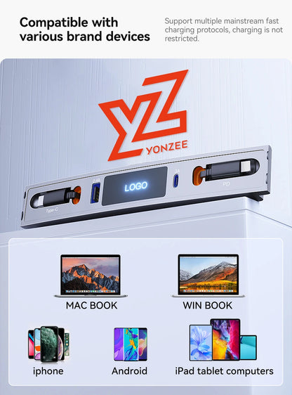 YZ 27W Quick Charger & USB Hub for Tesla Model 3/Y 2023 — Intelligent Car Docking Station & Adapter