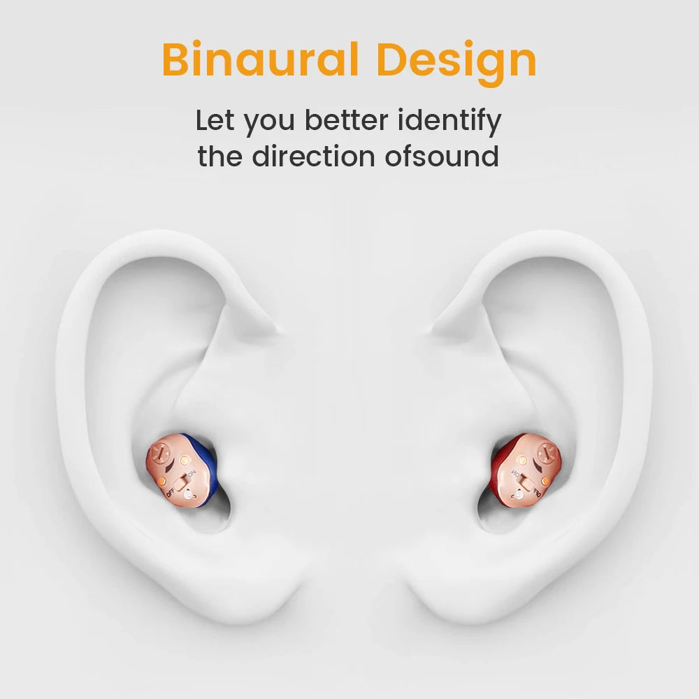 Rechargeable Invisible Hearing Aids for Elderly – Mini Wireless ITE Sound Amplifier Listening Device