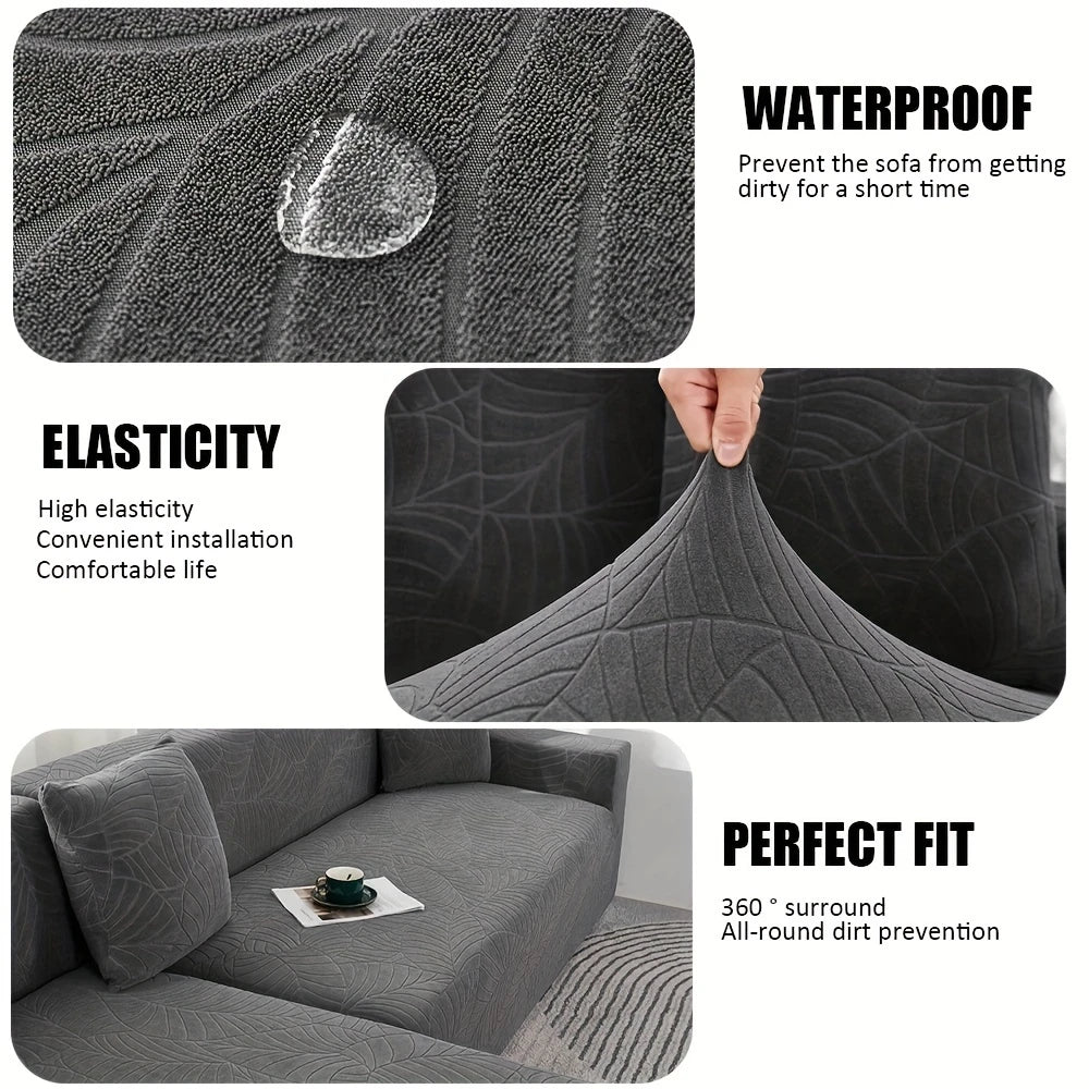 Waterproof Thick Jacquard Sofa Cushion Cover – Anti-Slip, Dust-Resistant Solid Color Elastic Cover for Living Room (1PC)