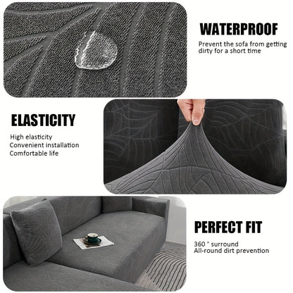 Waterproof Thick Jacquard Sofa Cushion Cover – Anti-Slip, Dust-Resistant Solid Color Elastic Cover for Living Room (1PC)