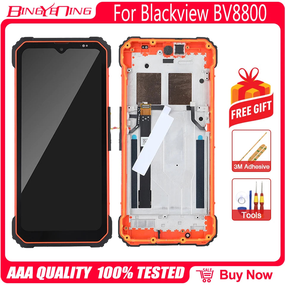6.58 Inch LCD Touch Screen Display for Blackview BV8800 - 2400x1080 Digitizer Assembly with Frame