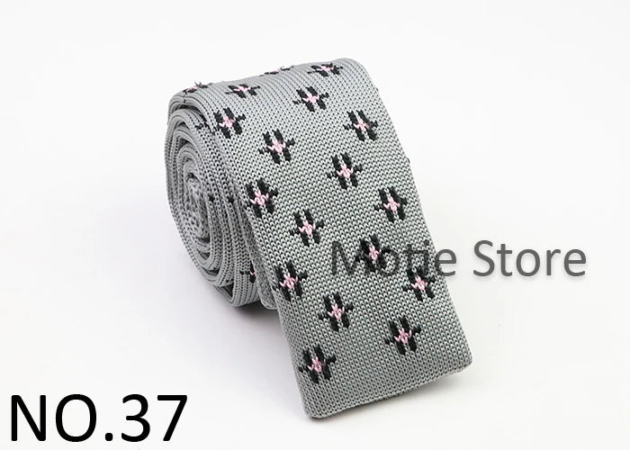 Classic Knit Neck Tie for Men — 6cm Plaid & Dots Casual Business Wedding Tie