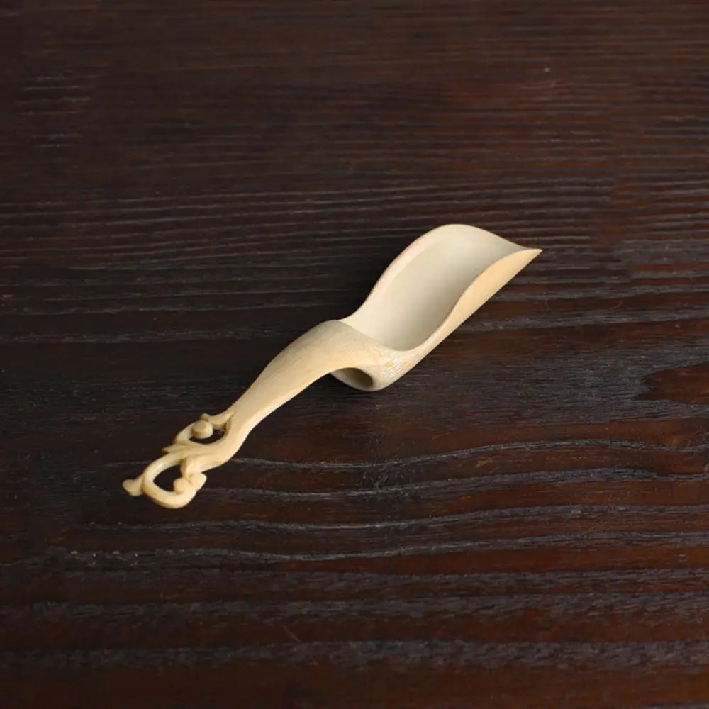 Japanese-Style Natural Bamboo Rattan Tea Scoop – Tea Shovel, Leaves Chooser, Honey & Coffee Spoon, High-Quality Holder