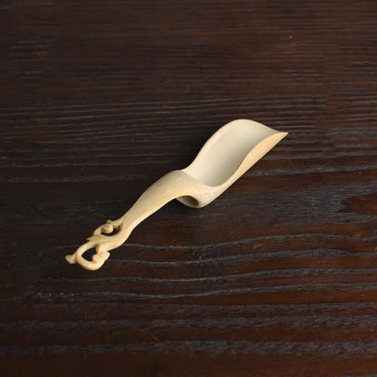 Japanese-Style Natural Bamboo Rattan Tea Scoop – Tea Shovel, Leaves Chooser, Honey & Coffee Spoon, High-Quality Holder