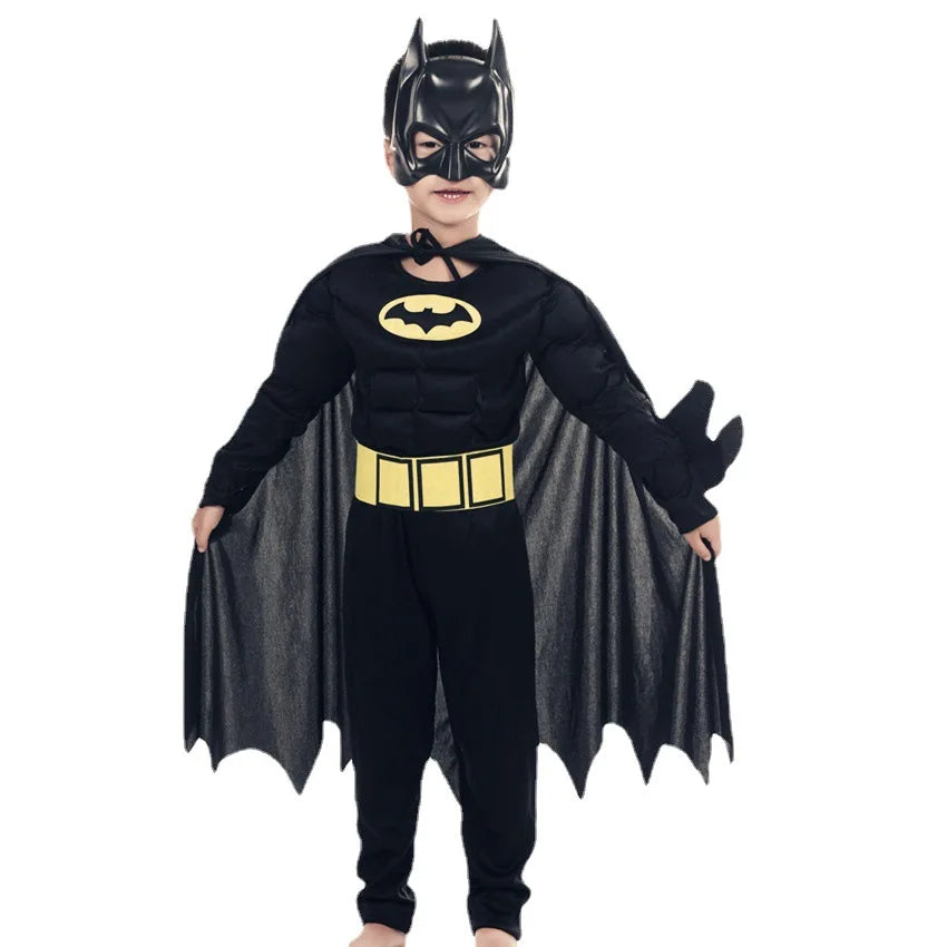 Kids Bat Superhero Costume - Black Halloween Cosplay Outfit for Boys, Masquerade & Comic Party Dress-Up