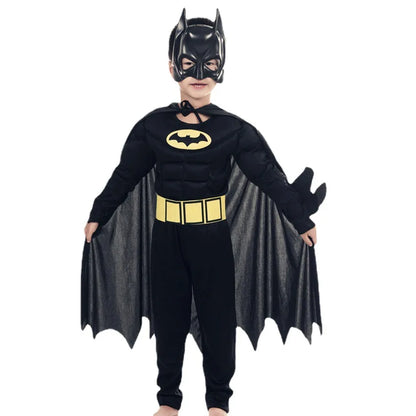 Kids Bat Superhero Costume - Black Halloween Cosplay Outfit for Boys, Masquerade & Comic Party Dress-Up