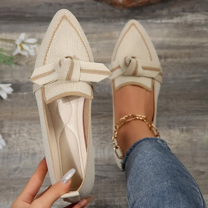 Women’s Knitted Flats 2024 – Breathable Slip-On Casual Loafers, Pointed Toe Comfortable Walking Sneakers, Solid Color Shoes