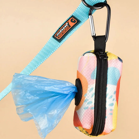 Chic Abstract Print Pet Poop Bag Holder Dispenser - Stylish Design, Attachable to Any Dog Leash, Poop Bags Not Included