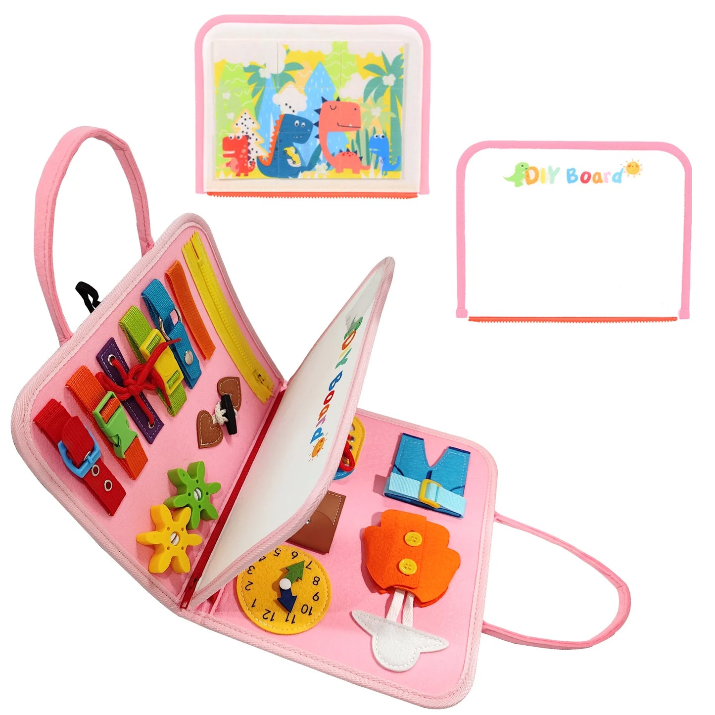TUNJILOOL Montessori Busy Board – Early Educational Toy for Toddlers, Felt Cloth Story Book, 3D Shape & Color Match