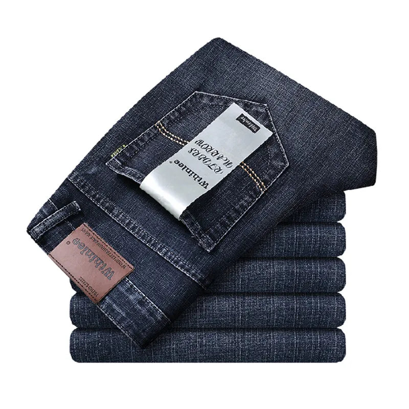 Men’s All-Match Brand Trousers – High-Quality Business Casual High Waist Denim Jeans for All Seasons