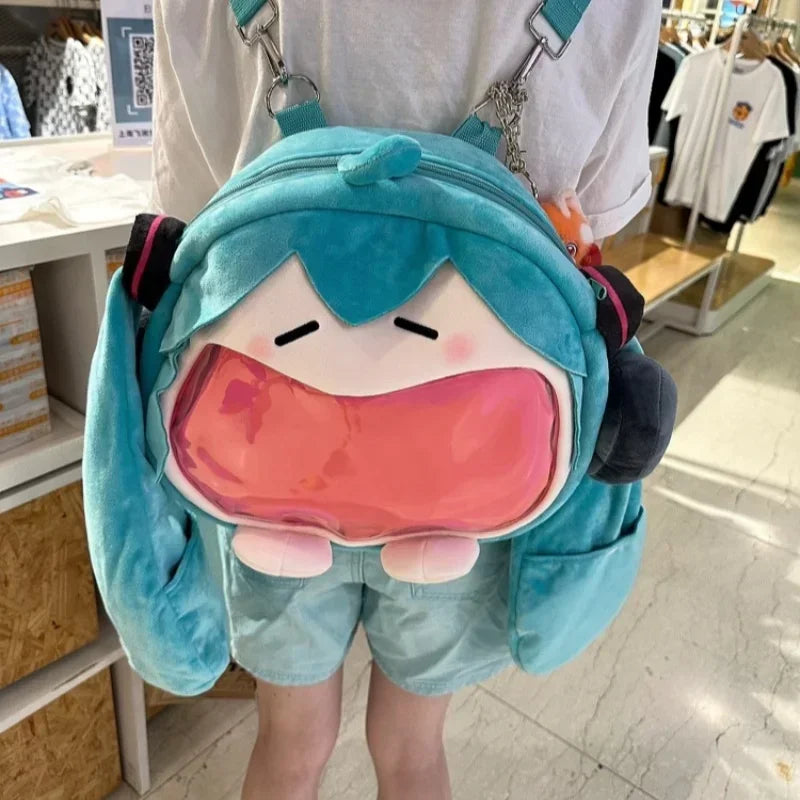 Hatsune Miku Shoulder Bag – Cute Anime Girl Plush Backpack, Kawaii Knapsack for Students & Kids Gifts
