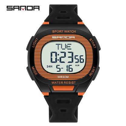 SANDA 2195 Square Digital Watch - Multifunction Waterproof LED Sports Wristwatch for Students
