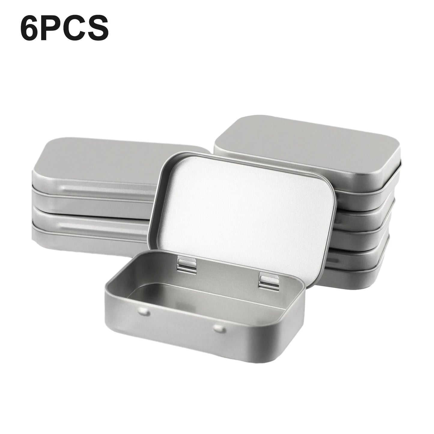 6PCS Mini Metal Storage Boxes — Tin-Plated Slide Cover for Jewelry, Pills, Cosmetics, and Portable Organizer