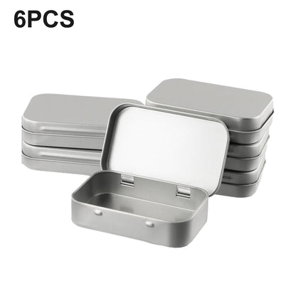 6PCS Mini Metal Storage Boxes — Tin-Plated Slide Cover for Jewelry, Pills, Cosmetics, and Portable Organizer