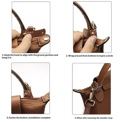 Leather Shoulder Strap for Longchamp Terra Bag - No-Punch Replacement Handle Strap Accessory