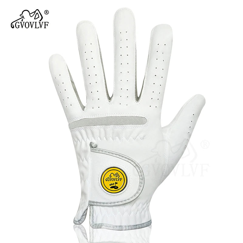 Men's Golf Glove - Breathable Micro Soft Fabric, Comfortable Fit with Magnetic Marker & Replaceable Design for Golfers