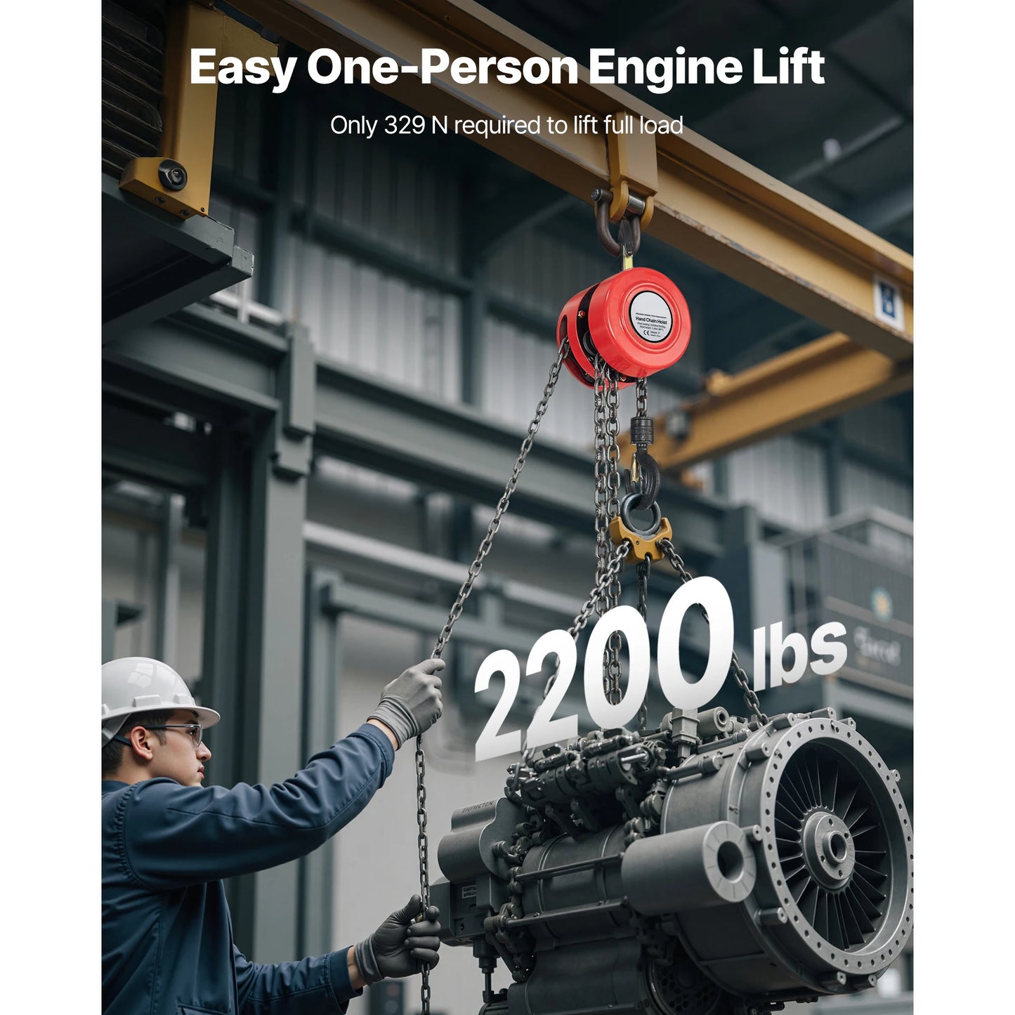 SucceBuy Manual Chain Hoist - 1T/2T Hand Chain Block with 8/10/20 ft Lifting Height for Garage & Warehouse