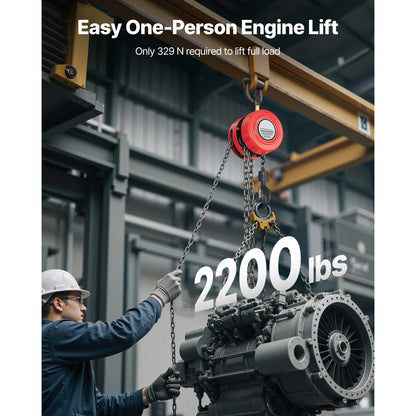 SucceBuy Manual Chain Hoist - 1T/2T Hand Chain Block with 8/10/20 ft Lifting Height for Garage & Warehouse