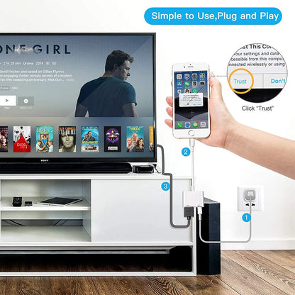 Lightning to HDMI Digital AV Adapter for iPhone 14/13 & iPad – 1080P TV, Card Reader, USB, Ethernet, Projector, Monitor
