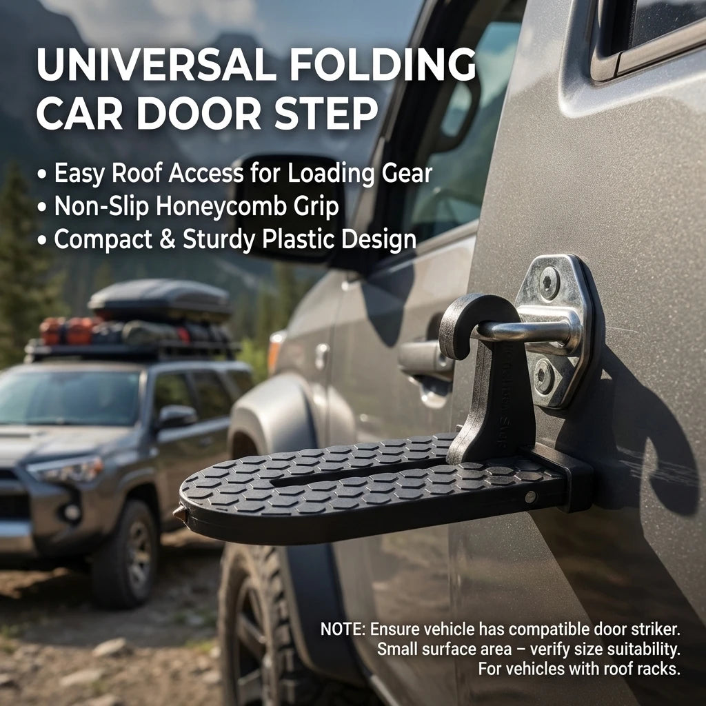 Foldable Car Door Step - Universal Roof Rack Accessory with Latch Hook for Safe Roof Access and Vehicle Maintenance